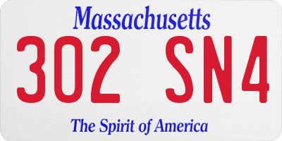 MA license plate 302SN4