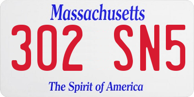 MA license plate 302SN5