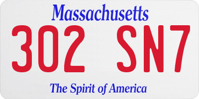 MA license plate 302SN7