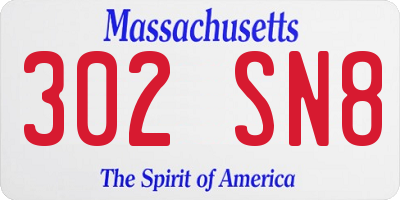 MA license plate 302SN8