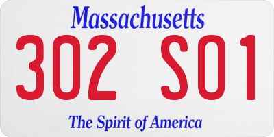 MA license plate 302SO1