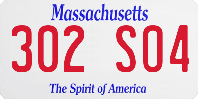 MA license plate 302SO4