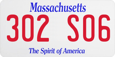 MA license plate 302SO6