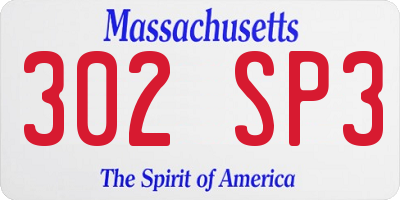 MA license plate 302SP3