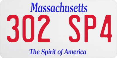 MA license plate 302SP4