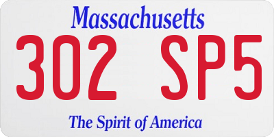 MA license plate 302SP5