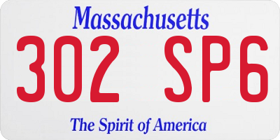 MA license plate 302SP6