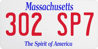 MA license plate 302SP7
