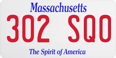 MA license plate 302SQ0