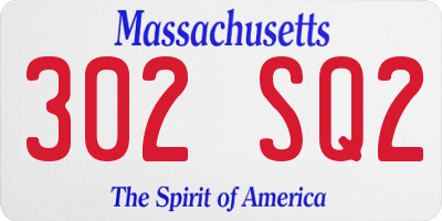 MA license plate 302SQ2