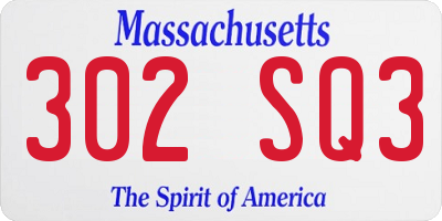 MA license plate 302SQ3
