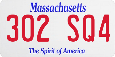 MA license plate 302SQ4