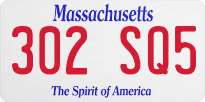 MA license plate 302SQ5