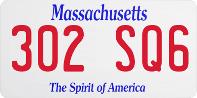 MA license plate 302SQ6
