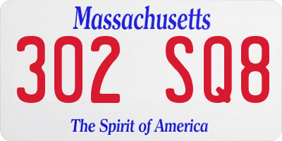 MA license plate 302SQ8