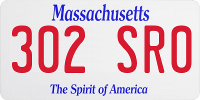 MA license plate 302SR0