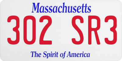 MA license plate 302SR3