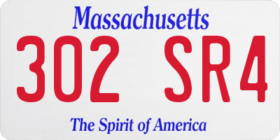 MA license plate 302SR4
