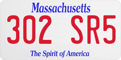 MA license plate 302SR5