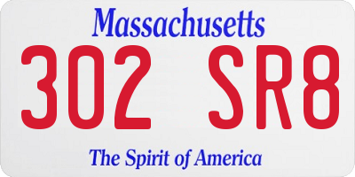 MA license plate 302SR8