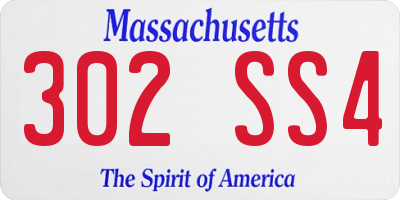 MA license plate 302SS4