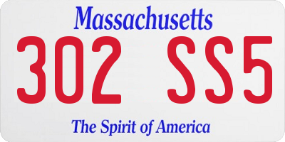 MA license plate 302SS5