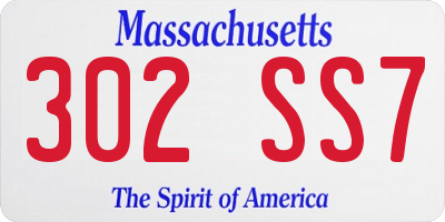 MA license plate 302SS7