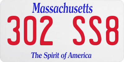 MA license plate 302SS8