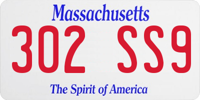 MA license plate 302SS9