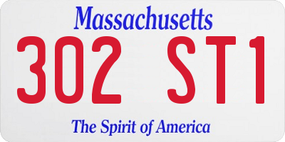 MA license plate 302ST1