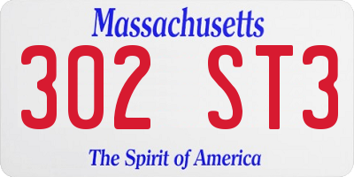 MA license plate 302ST3