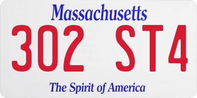 MA license plate 302ST4