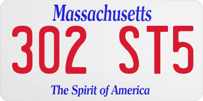 MA license plate 302ST5