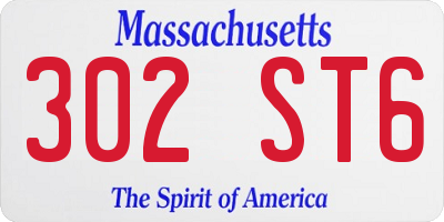 MA license plate 302ST6