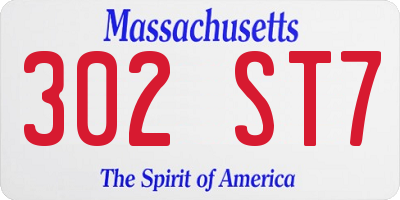 MA license plate 302ST7