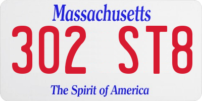 MA license plate 302ST8