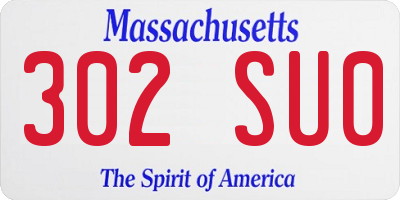 MA license plate 302SU0