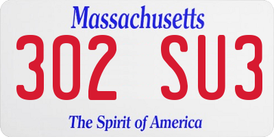 MA license plate 302SU3