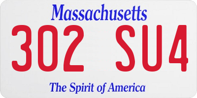 MA license plate 302SU4