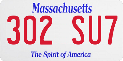 MA license plate 302SU7