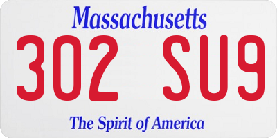 MA license plate 302SU9