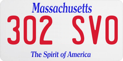MA license plate 302SV0
