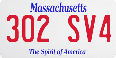 MA license plate 302SV4