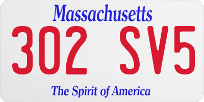 MA license plate 302SV5