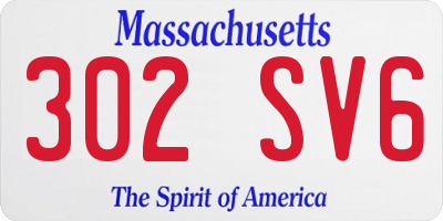 MA license plate 302SV6