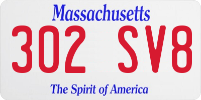 MA license plate 302SV8
