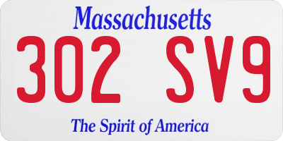 MA license plate 302SV9