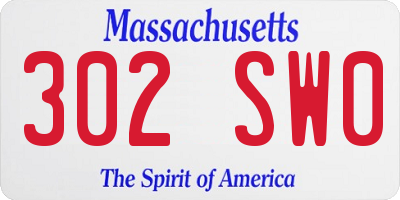 MA license plate 302SW0