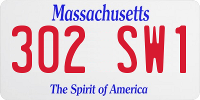 MA license plate 302SW1