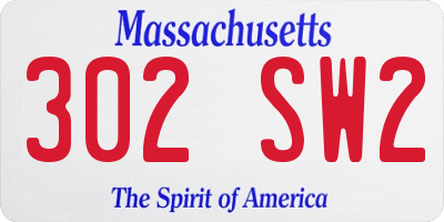 MA license plate 302SW2
